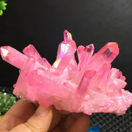 Rose Flame Aqua Aura Quartz Crystal Rainbow Titanium Bismuth Silicon Cluster Ornaments (Size : 160-200g)