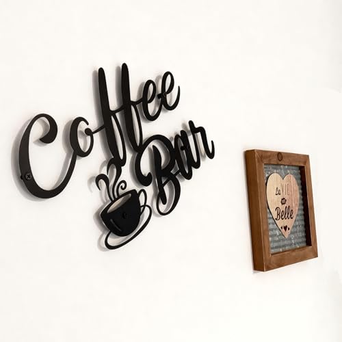 NIYATA Panneau de Café en Métal Noir, Decoration Murale Café Métal,Pour Décoration de Cuisine...
