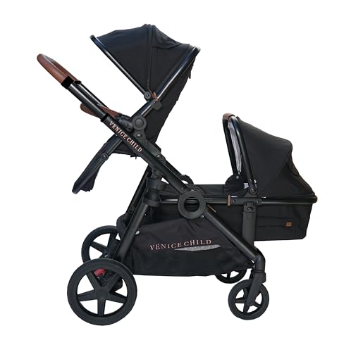 Venice Child Maverick Travel System Single to Double Stroller for Twins with Newborn Bassinet Pram...