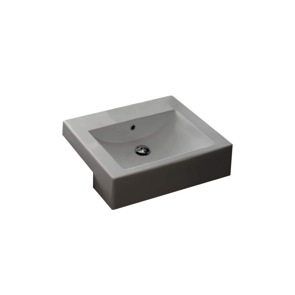 Scarabeo 8025/D-No Hole Square Ceramic Semi Recessed Sink