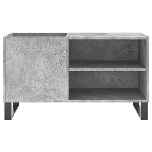 Buffet de salon gris béton pour ranger vos vinyles avec style