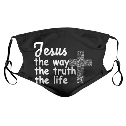 Jesus The Way, Truth, Life Face Mask Adult Reusable Dust Masks Outdoor Black
