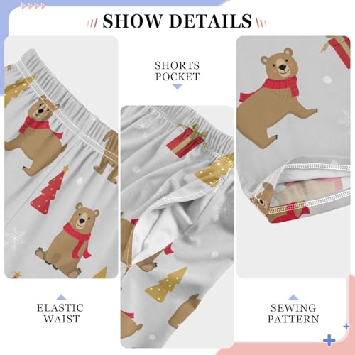 ZZXXB Xmas Gift Bear Boys Long Pants Soft Trousers Elastic Waist Kids Lounge Bottoms with Pockets S-XL4