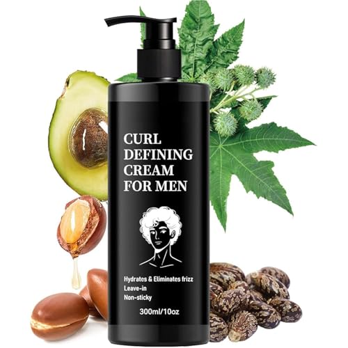 Crema para Hombre | Potenciador De Rizados Crema Hidratante Sin Aclarado 300ml | 300ml Control Frizz No Grasa Tratamiento Sin Aclarado Definen Humectación Cabello Para Hombre Casa Viaje