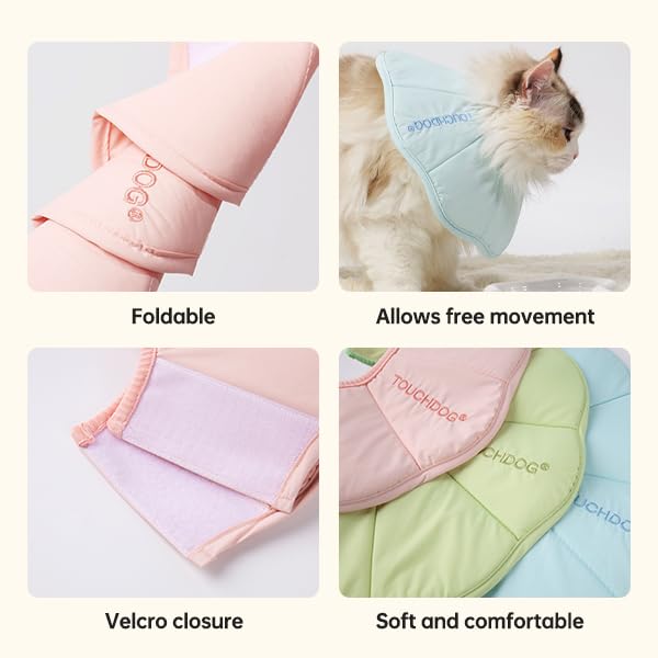 Image of Touchdog Soft Cat Cone Collar, Waterproof Recovery Collar for Cats After Surgery, Lightweight Elizabethan Collar for Kittens, Small to Large (Blue, XS)