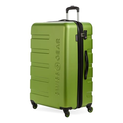 SwissGear - SwissGear Signature Hardside Expandable Luggage with Spinner Wheels and TSA Lock, Lime/Black, Checked-Large 27-Inch