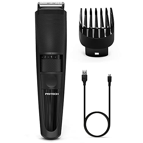 Pritech Electric Hair Clipper Cordless Beard Trimmer For Men Professional Barber Clippers, Hair Clipper With Comb Attachment And 20 Adjustable Settings, Washable Black #TOP26