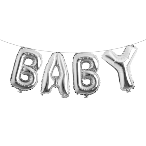 Image of RUIANSI 16 Inch Baby Letter Balloons Multicolor Foil Balloons BABY Balloons, 4 Pcs Foil Aluminum Balloon for kids Birthday, Baby Shower, Wedding, Gender Reveal Party Decorations (BABY Silver)