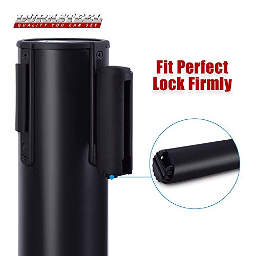 Image of DuraSteel Retractable Belt Stanchion Posts 6-Pack - 6.5ft Crowd Control Barriers - Metal Line Dividers for Restaurants, Banks, Airports, Events - Indoor /Outdoor Queue Rope Barriers