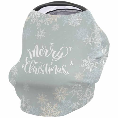 Nursing Cover for Breastfeeding Scarf, Various Snowflakes Merry Christmas Light Gray Baby Car Covers Super Soft Multi Use for Canopy Shopping Cart Cover Blanket Stroller Cover