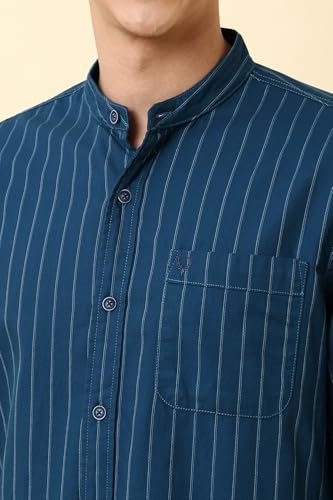 Image of Allen Solly Men's Casual Mandarin Collar Shirt | Regular Fit | Contemporary Design | Smart Casual Wear