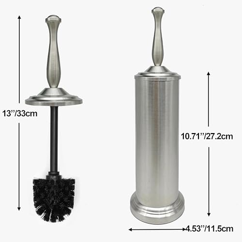 Image of Brushed Nickel Toilet Bowl Brush with Holder, Durable Bathroom Cleaning Tool, Modern Design for Easy Toilet Maintenance, Bathroom Cleaner Brush for Efficient Cleaning and Hygiene
