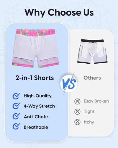 Image of maamgic Boys Swim Trunks with Compression Liner Quick Dry Swim Shorts Anti-Chafe Boy Bathing Suit