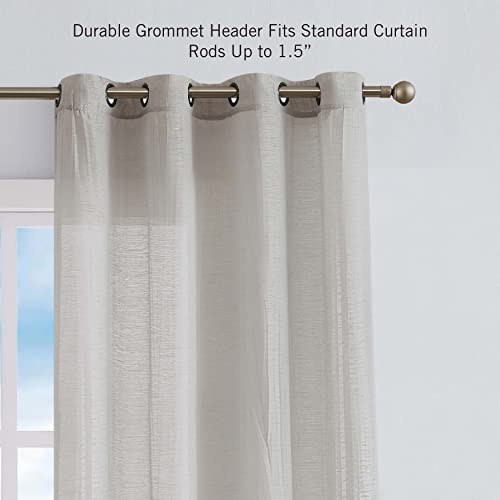 Nautica - Cordelia Crushed Sheer Curtain | Window Panel Curtains | Lightweight Drapes | Set of 2 Panels | Sheer | Grommet Header | Measures 52" x 108" | Taupe - image 3