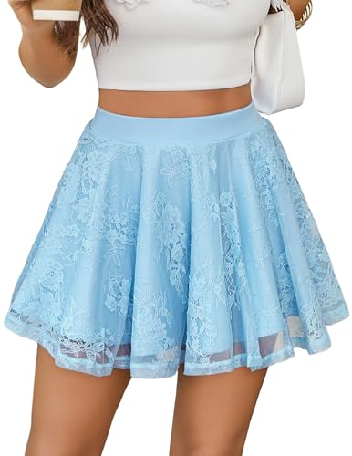 Avidlove Skirts for Women Lace Pleated Ruffles Skater Skirt