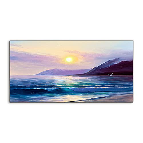 Tableau acrylique salon moderne cadre photo murale mer vagues ocean chambre 100x50