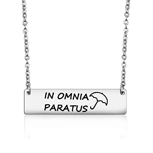 PLITI In Omnia Paratus Bar Necklace Ready for Anything Motivational Gift Umbrella Charm Gifts