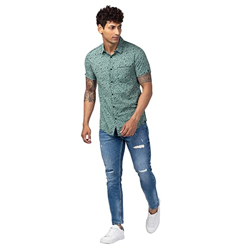 Image of Spykar Men's Slim Fit N /A Full Sleeve Printed Casual Shirts