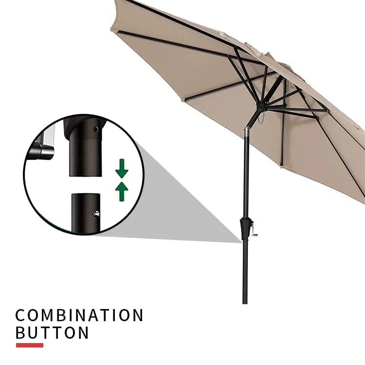 Arreditaly Parasole Ombrellone Da Giardino Inclinazione Regolabile A Manovella Anti UV Impermeabile