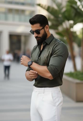 Image of IndoPrimo Men's Stylish Satin Shirt for Party, Formal, Daily and Casual Wear Full Sleeve Shirt for Men