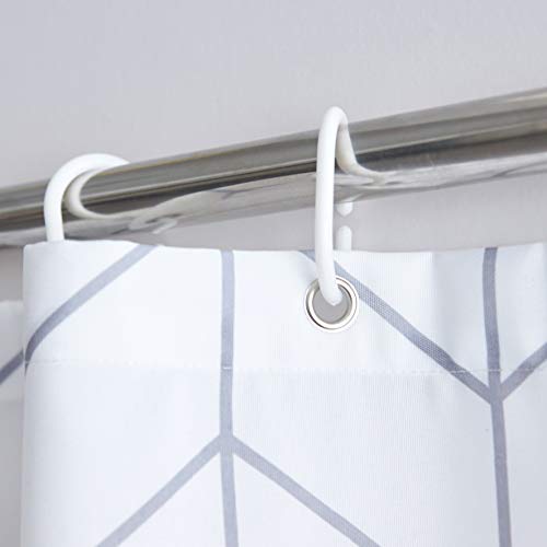 S·lattye Fabric Shower Curtain Or Liner Water Repellent Washable Cloth (Hotel Quality, Friendly, Heavy Weight Hem) With White Plastic Hooks - 72" X 78", Long, White Arrow #TOP5