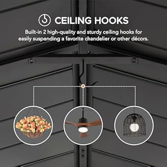 SUNJOY Carport 14 ft. x 20 ft. Hardtop Gazebo Heavy Duty Garage Car Shelter with Brown Powder-Coated Steel Roof/Black Frame and 2 Ceiling Hooks, Shade for Backyard, Patio Lawn and Garden