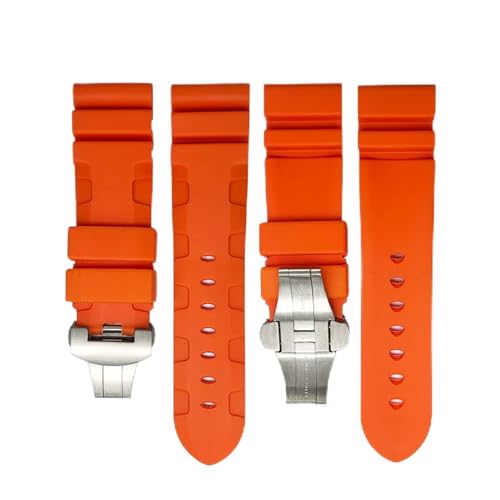 Bracelet de montre en caoutchouc naturel 24mm noir bleu rouge orange papillon