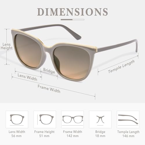 OPTOFENDY Cat Eye Sunglasses for Women, Classic Retro Round Sun Glasses Shades UV Protection, OP68824