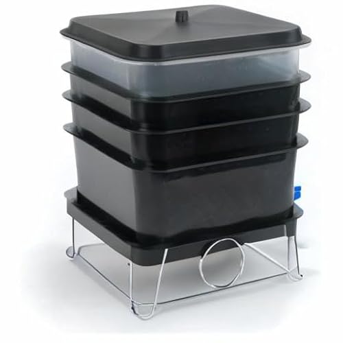 TOP XIAN Caixa de Compostagem Básica para Minhocas, Caixa de Compostagem de Minhocas com 4 Bandejas