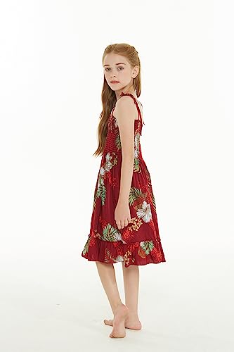 Image of Matchable Family Hawaiian Luau Men Women Girl Boy Clothes in Pineapple Garden Burgundy