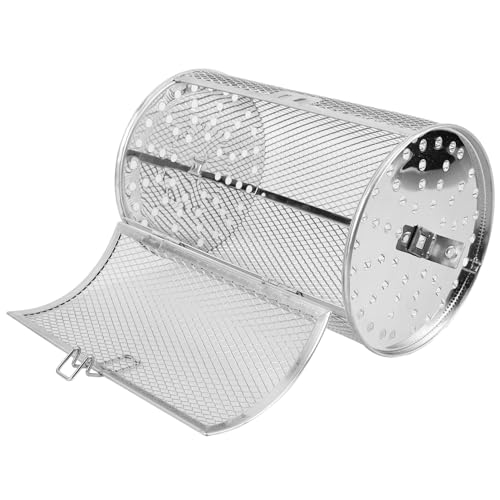 Amosfun Air Fryer Rotisserie Basket Stainless Steel Oven Grill Roaster Opening Convenient Movable Door for Vegetables Nuts and More Kitchen Bbq Accessory