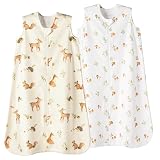 david's kids Micro Fleece Baby Sleep Sack 0-6 Months, Warm Baby Wearable Blankets with 2-Way Zipper, 2 Pack Sleeping Bags for Infant Newborn Boys Girls Neutral, Small Size, Forest/Woodland Animals