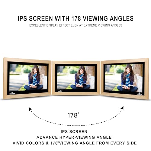Image of Miracle Digital 15.4''(38.1) cm Wooden Digital Photo Frame Hi- Def.Screen Built in 8GB Memory & 2GB RAM.USB Disk Card,Remote Photos SlideShow,Video Audio,Support SD (Light)