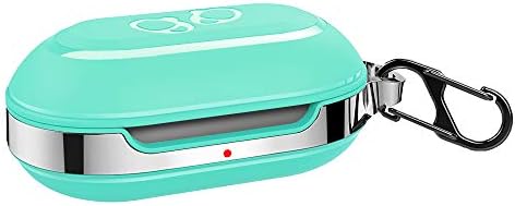 MORETEK Compatible for Galaxy Buds Case(2019), Full Protective TPU Case Cover with Carabiner for Samsung Galaxy Buds Earbuds Accessories (Cyan)