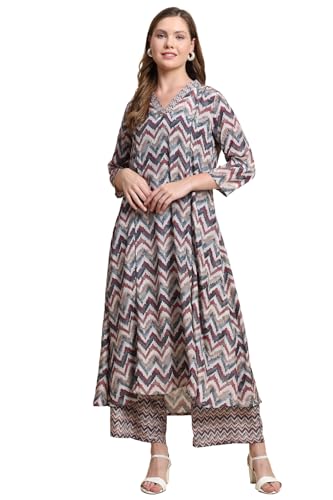 Toochki Kurta Set For Women |Two Piece Kurta Set | Latest Women Kurta Set | Flared Kurta Set | Trendy Long Kurta Set | Zig Zag Printed Multicolour
