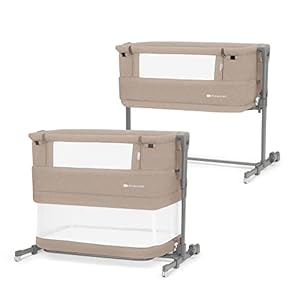 Kinderkraft NESTE GROW 3 in 1 Babybett, Beistellbett baby, Kinderbett ab Geburt für 2 Jahre, mit Matratze Transporttasche Rollen, Höhenverstellung in 5 Stufen, verstellbaren Matratzenwinkel, Beige