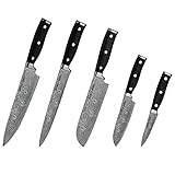 ★SUPERIORES SCHARFES UND SCHÖNES MUSTER★ Die Messerklinge ist mit handpolierten Kanten und präzisem Tempern geschmiedet. Die Messerkanten werden sorgfältig von Hand auf 16 bis 18 ° pro Seite geschärft, um das perfekte Gleichgewicht zwischen ultradünnen Scheiben und maximaler Elastizität zu gewährleisten. Das einzigartige Wellenmuster von Damaskus zeigt beeindruckende Handwerkskunst und künstlerische Persönlichkeit und widersteht gleichzeitig Färbung, Korrosion und Verfärbung.