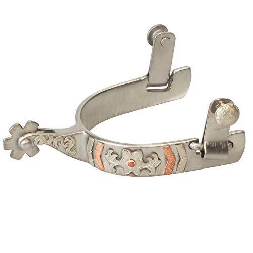 Weaver Leather Ladies' Spur with Floral Design, Steel Floral/Chevron