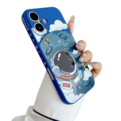 Yonds Queen for iPhone 17 Cute Case, Cool Cartoon Astronaut Planet Moon Space Design Stylish Soft TPU Bumper Shockproof Anti-Slip Protector Fashion Case (Blue Moons, iPhone 17)