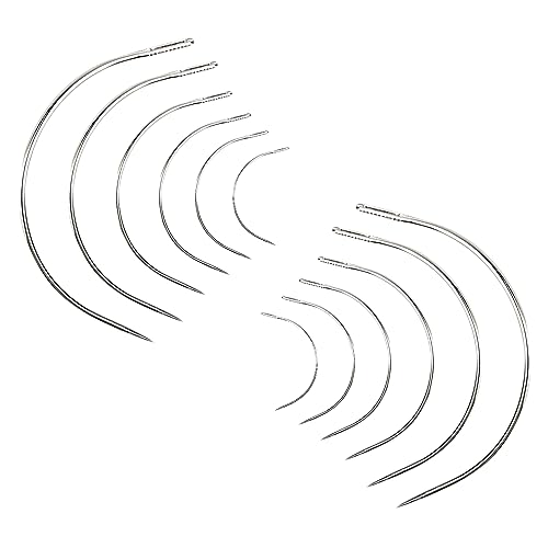 Zuroki 12 PCS Agujas de Coser Cuero,5.1cm-12.7cm, Surtido de Agujas de Coser Curvas,Aguja de Coser...