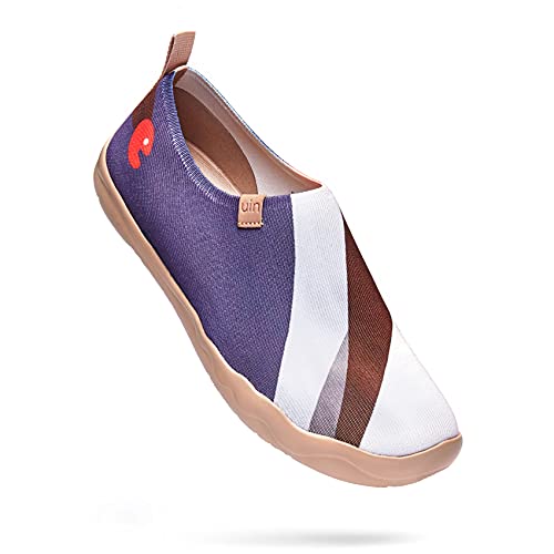 UIN Men's Casual Walking Travel Shoes Slip On Knitted Loafers Lightweight Comfort Air Painted Fashion Sneaker Long Journey (9.5)4