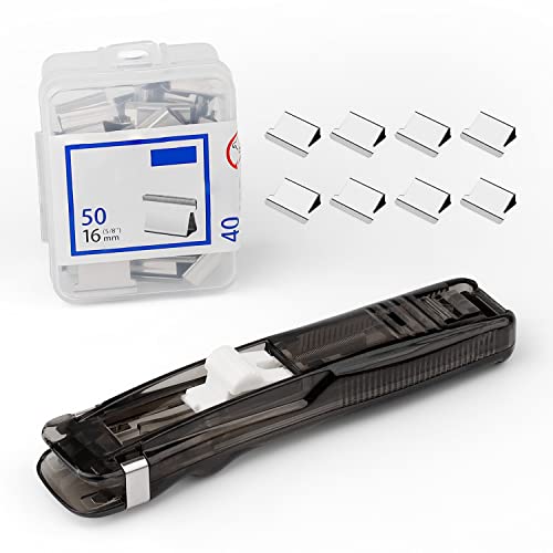 Dispensador Portátil de Clip - Grapadora y 50 Piezas Clips de Recargas, Grapas Reutilizables, para Trabajos de Oficina, Encuadernación de Documentos, Clasificación de Documentos Cover