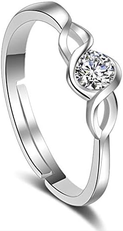 YAZILIND S925 Silver Plated Cubic Zirconia Adjustable Open Ring Women Girls Anniversary Wedding Gorgeous Engagement Jewellery