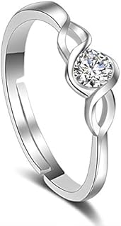 YAZILIND S925 Silver Plated Cubic Zirconia Adjustable Open Ring Women Girls Anniversary Wedding Gorgeous Engagement Jewellery