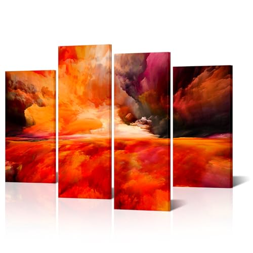 NutArtPic Colorful Clouds Canvas Wall Art Abstract Orange Red Painting Modern Artwork Print Framed for Home Decor 48''x32'' by NutArtPic - Used condition - US$34.26