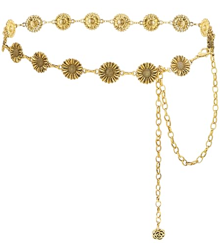 Ceinture occidentale pour femme Concho en métal argenté style cowgirl boho