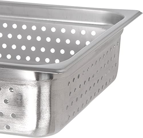 Carlisle FoodService Products 607004P DuraPan Light Gauge Stainless Steel Full-Size Perforated Steam Table Food Pan, 4" Deep (Pack of 6)