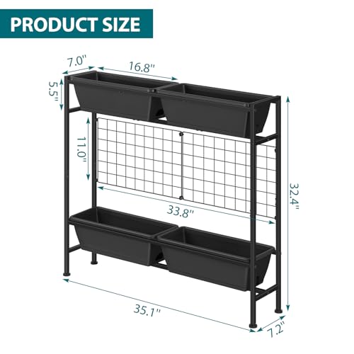 Image of OYEAL Raised Garden Beds Outdoor with Legs 32 inch Tall Herb Garden Planters Box Raised Flower Beds for Gardening, Vertical Privacy Planter with Trellis for Patio, Porch, Backyard, Balcony, Grey