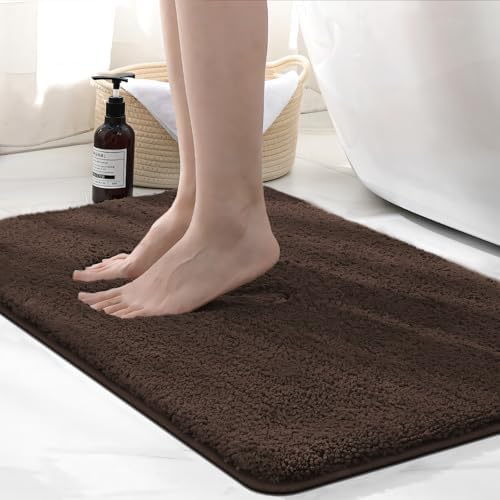 wyewye Mikrofaser-Badematte, super dick, super saugfähig, 50 x 80 cm, Kaffeebraun