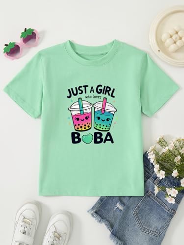 Girl's Cute Kawaii Boba Tea Short Sleeve Graphic T-Shirt2